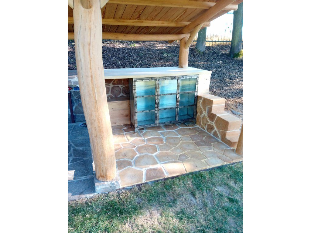 Akátová špalíková dlažba mozaika