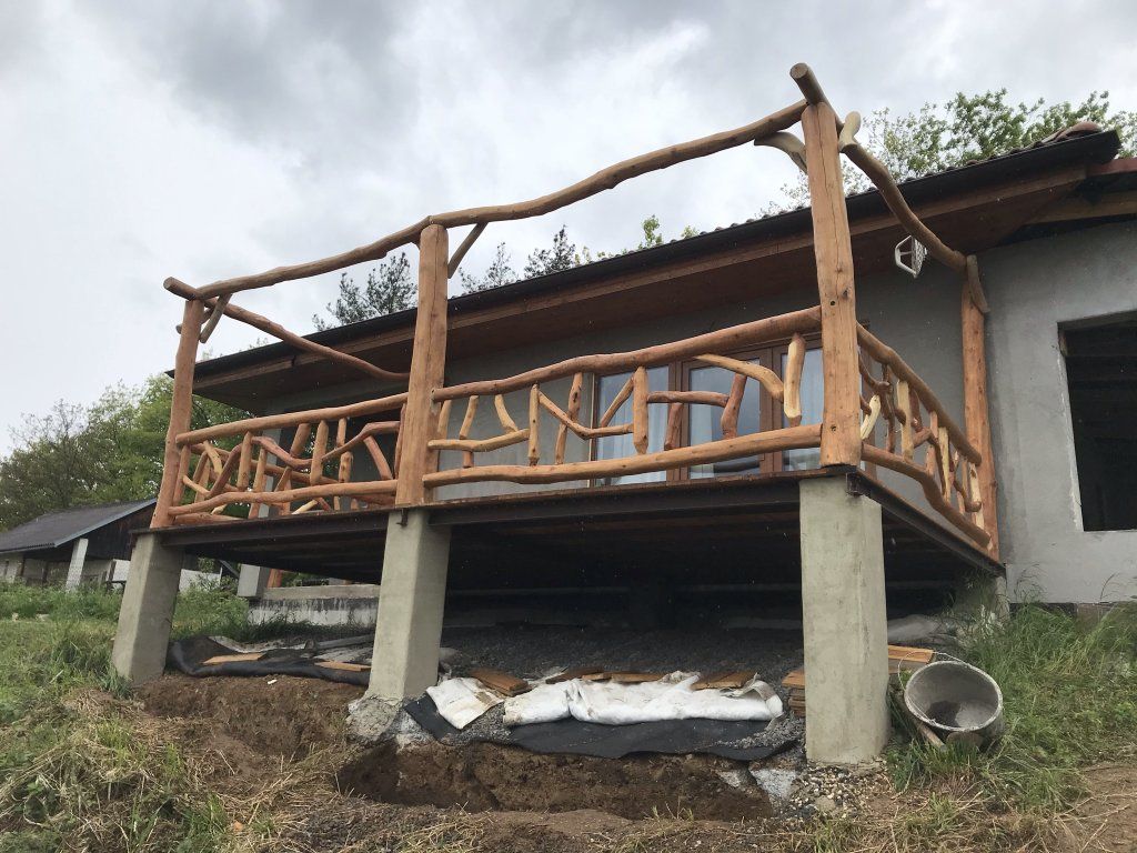 Detail akátového zábradlí konstrukce